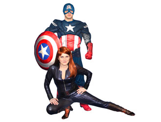 Аниматор Капитан Америка и Черная вдова - герои Marvel (Мстители)